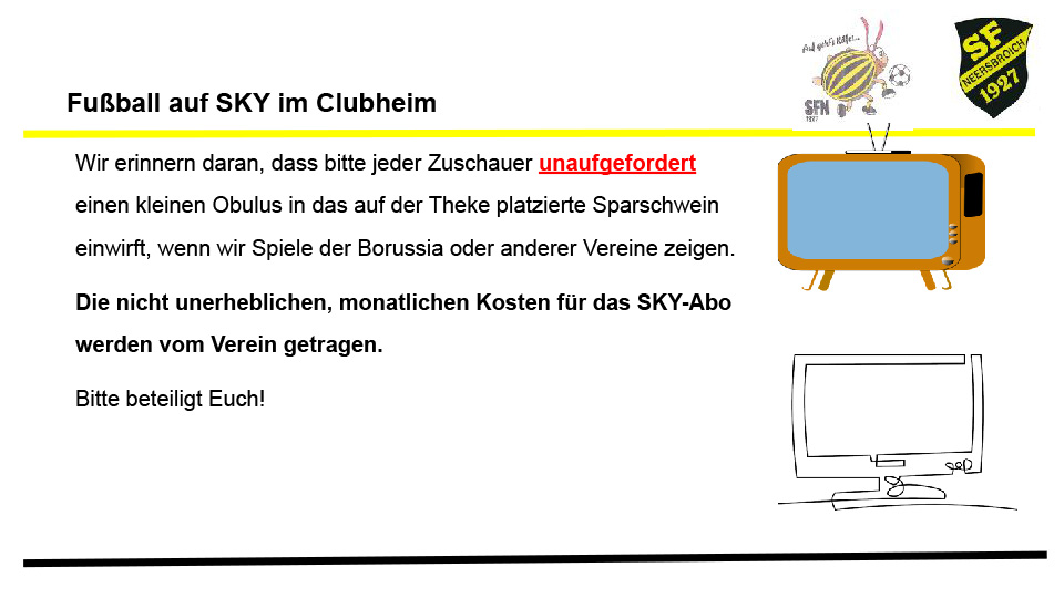 Fußball auf SKY im Clubheim